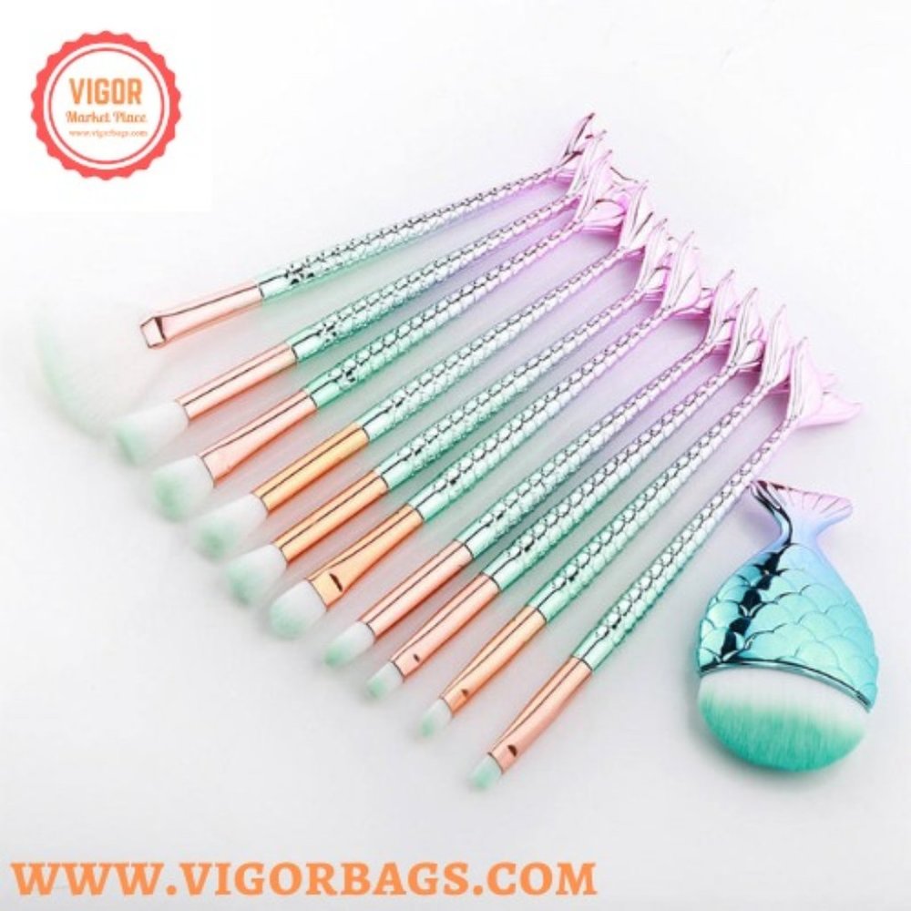 Mermaid Foundation Eyebrow Eyeliner Makeup Blush Cosmetic Concealer Fish Tail Ma